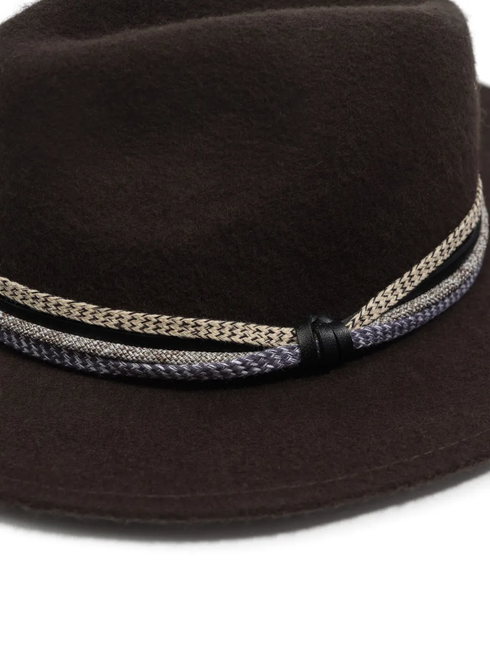 Bimba Y Lola Woven-trim Wool Hat In Brown