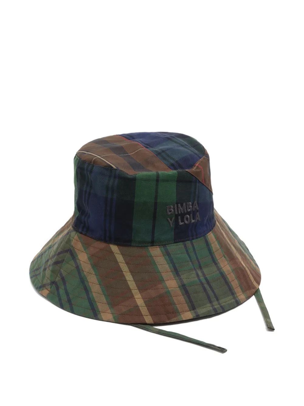 Bimba Y Lola Patchwork-plaid Cotton Bucket Hat In Green