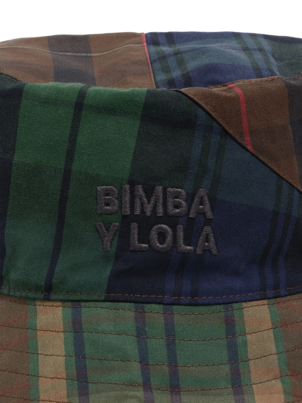 Bimba Y Lola Patchwork-plaid Cotton Bucket Hat In Green