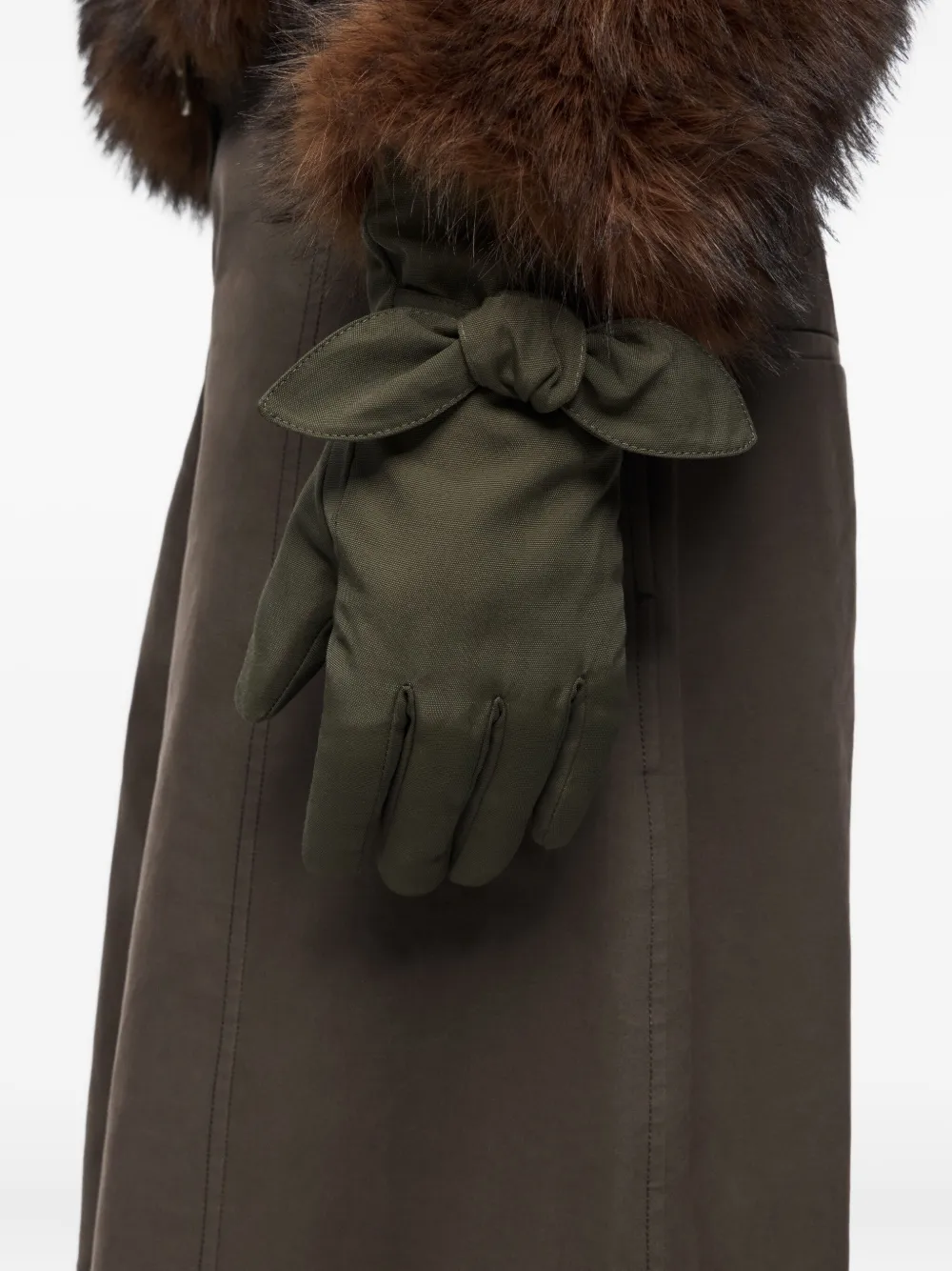 Bimba Y Lola Bow-detail Gloves In Green