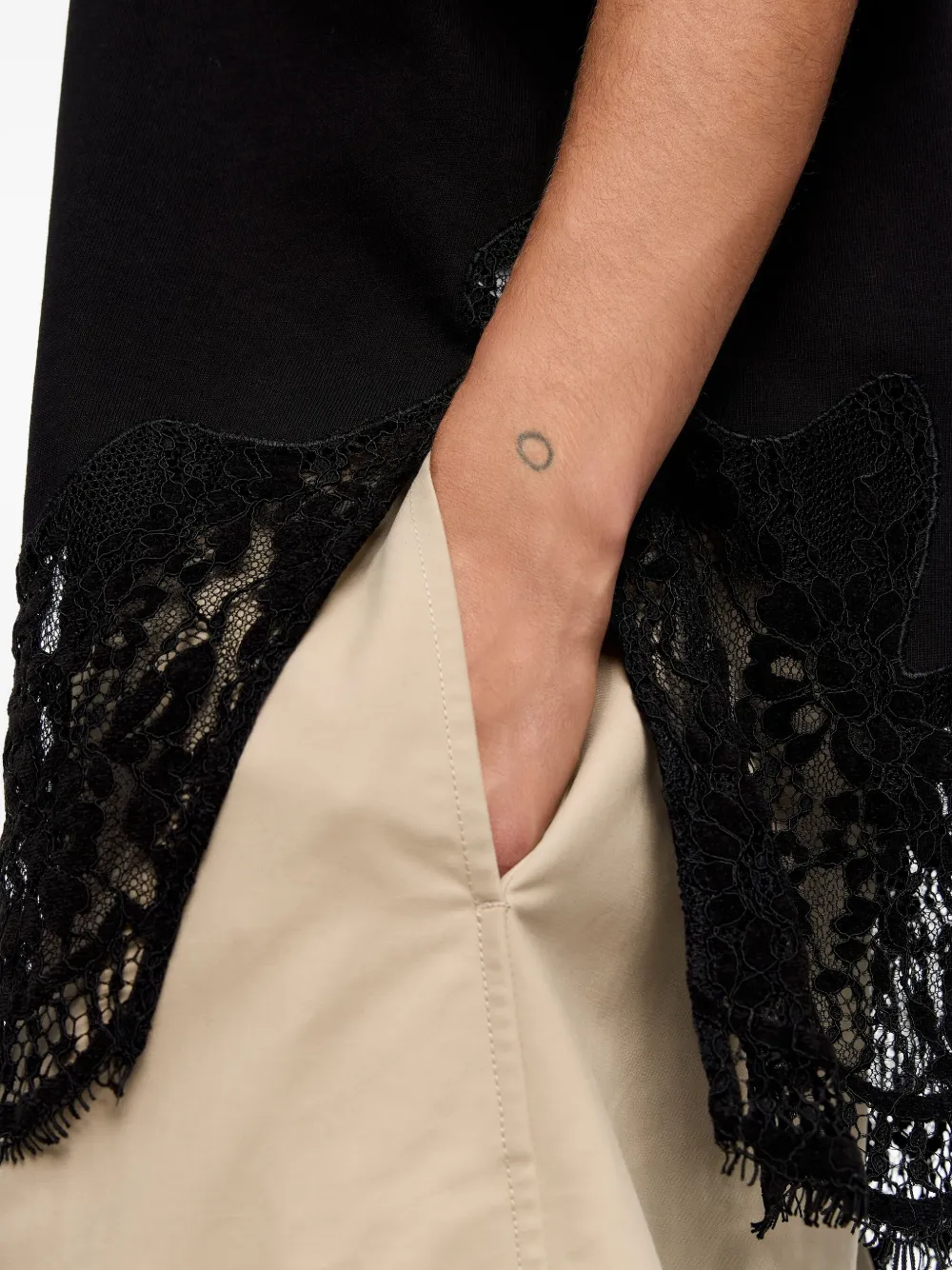 Bimba Y Lola Oversize Lace T-shirt In Black