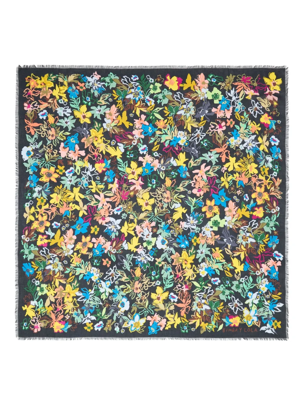 Bimba y Lola flower-print fringed scarf | Image 2