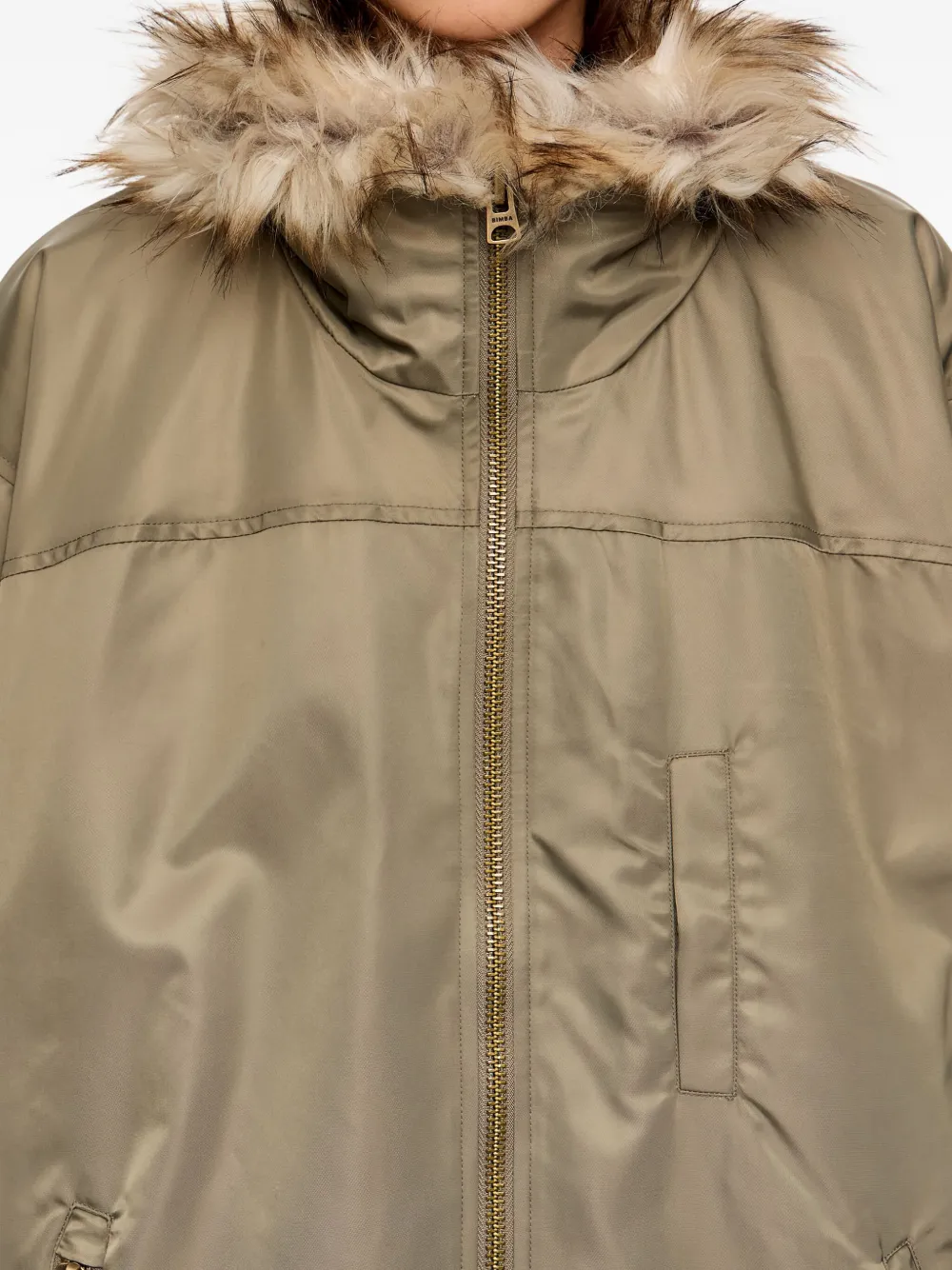 Bimba Y Lola Faux-fur-lined Padded Bomber Jacket In Green