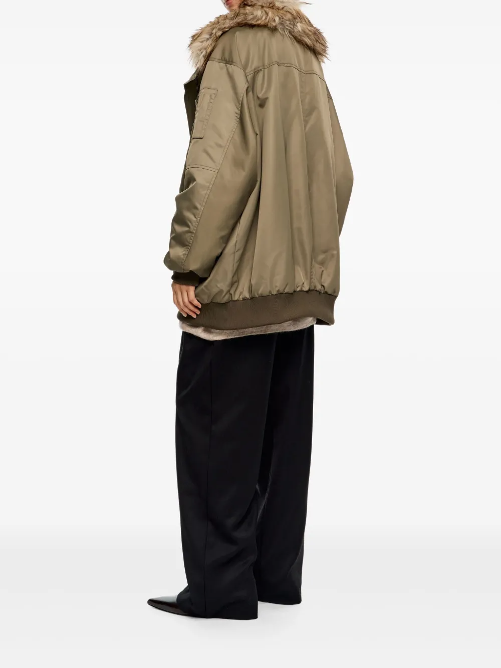 Bimba Y Lola Faux-fur-lined Padded Bomber Jacket In Green