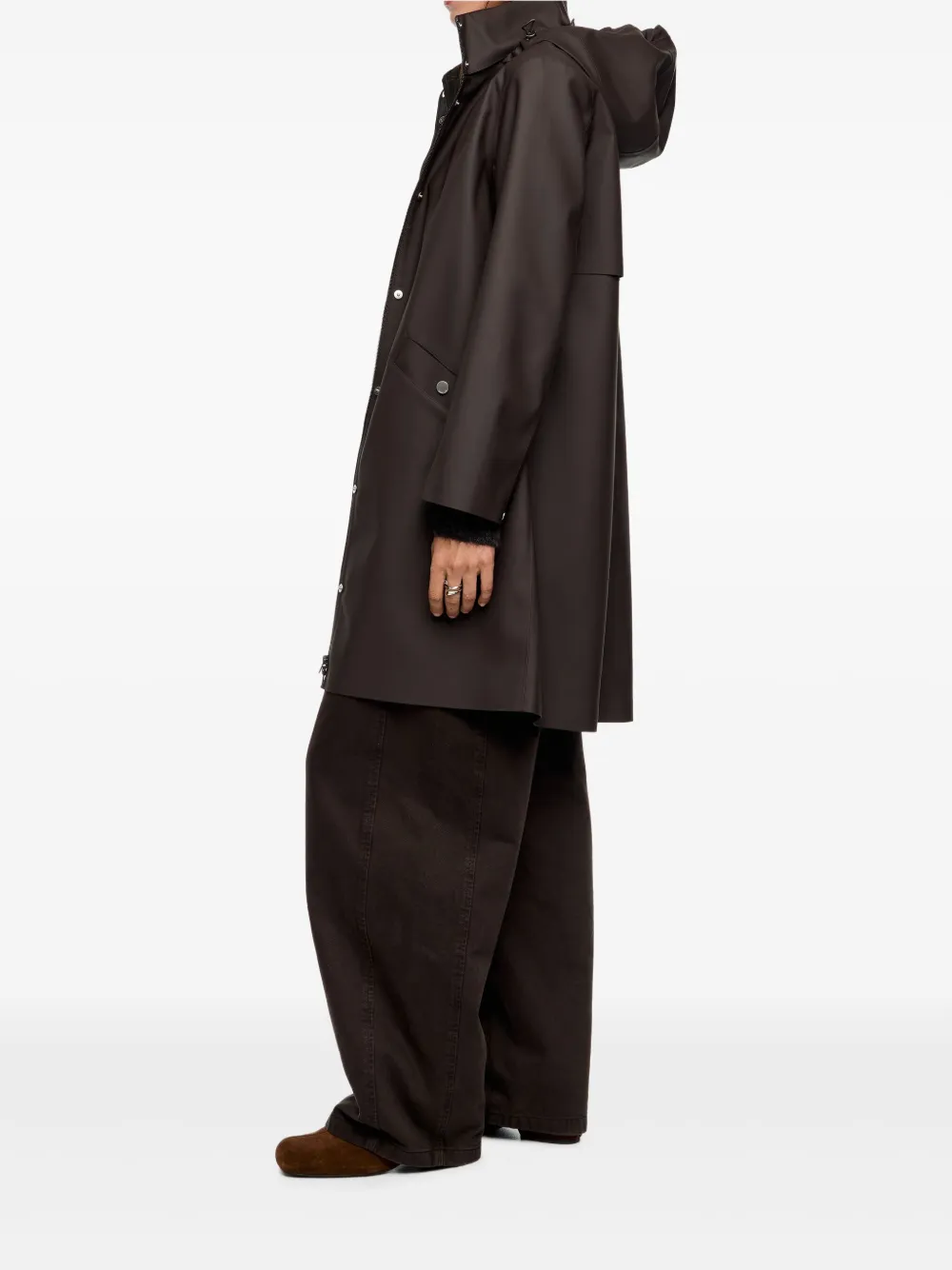 Bimba Y Lola Button Hooded Trench In Black