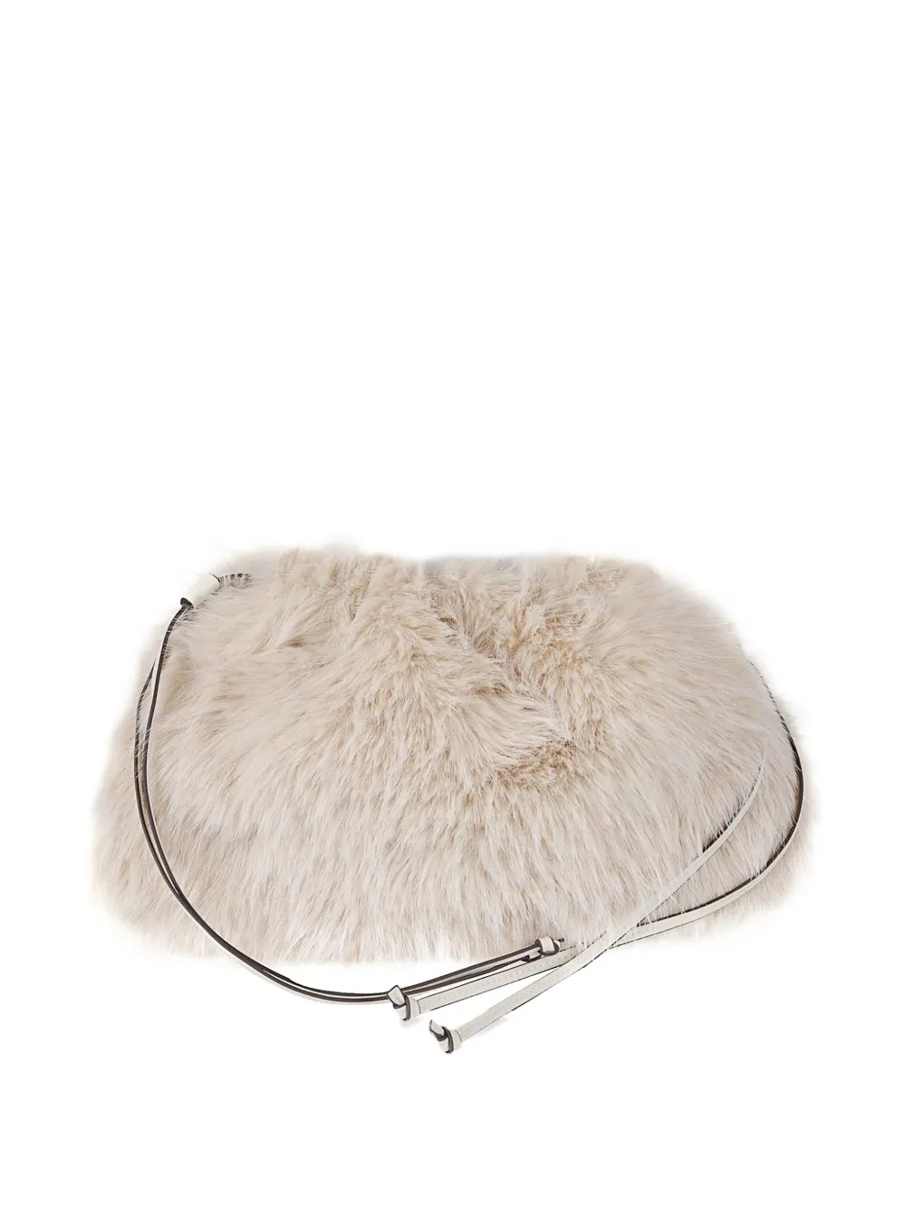 Pinko Faux-fur Clutch Bag In Neutral