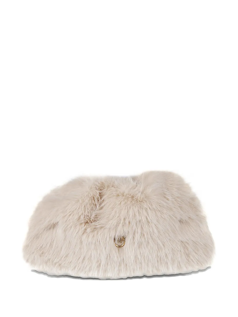 Pinko Faux-fur Clutch Bag In Neutral
