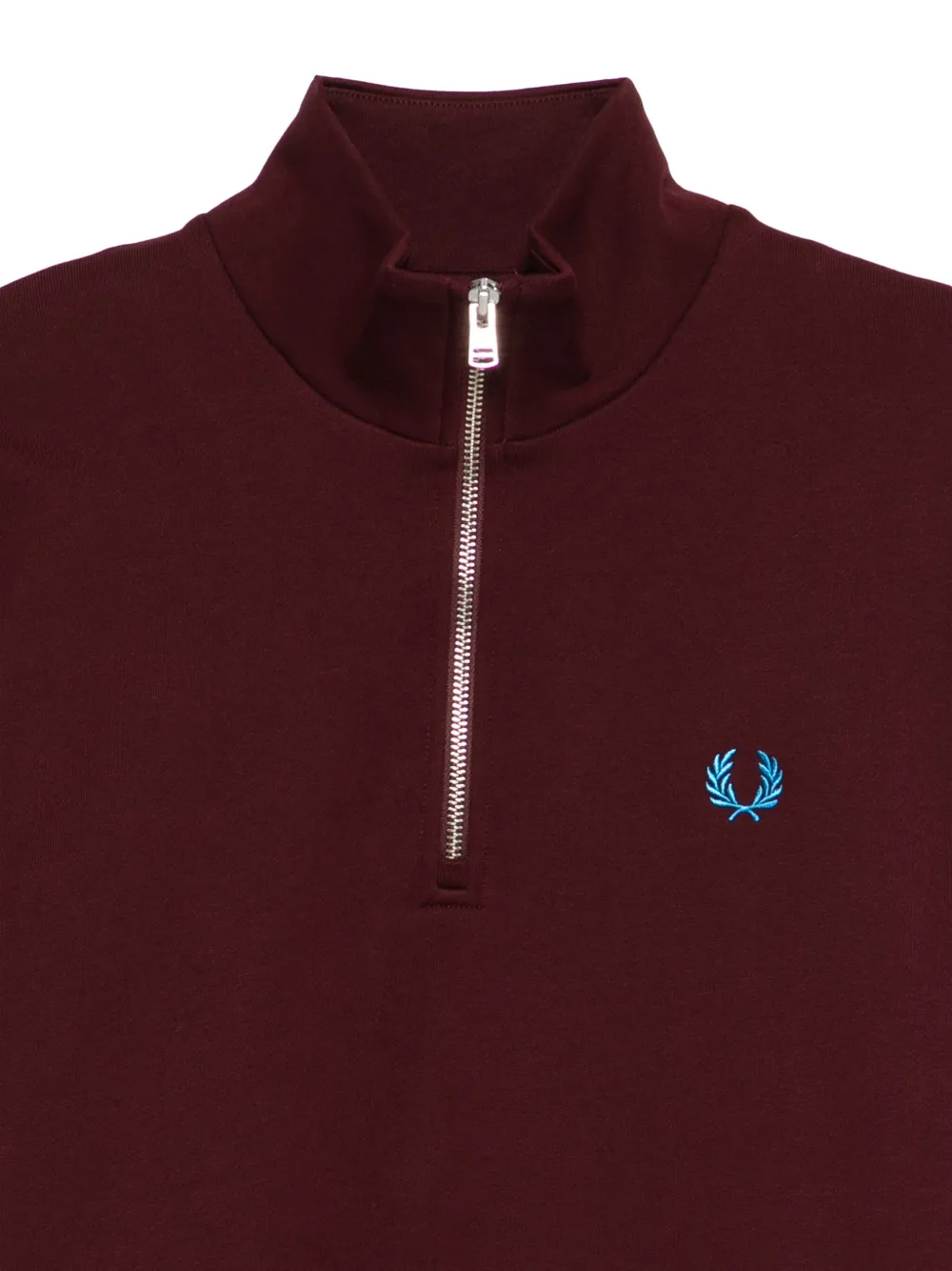 Fred Perry Sweater met borduurwerk en halve rits Rood