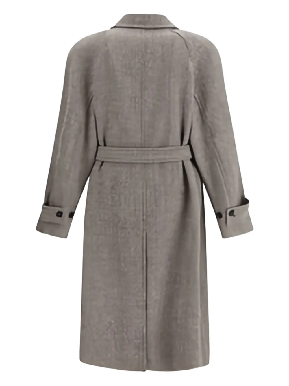 Ferragamo Jas met visgraatpatroon en ceintuur Bruin