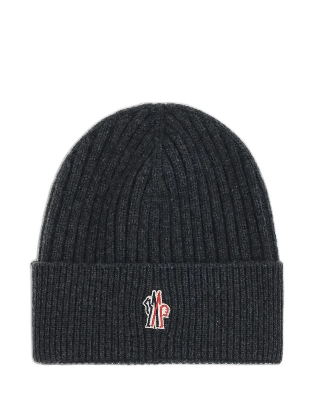 Moncler Grenoble ribbed logo-patch beanie hat | Grey | Image 1