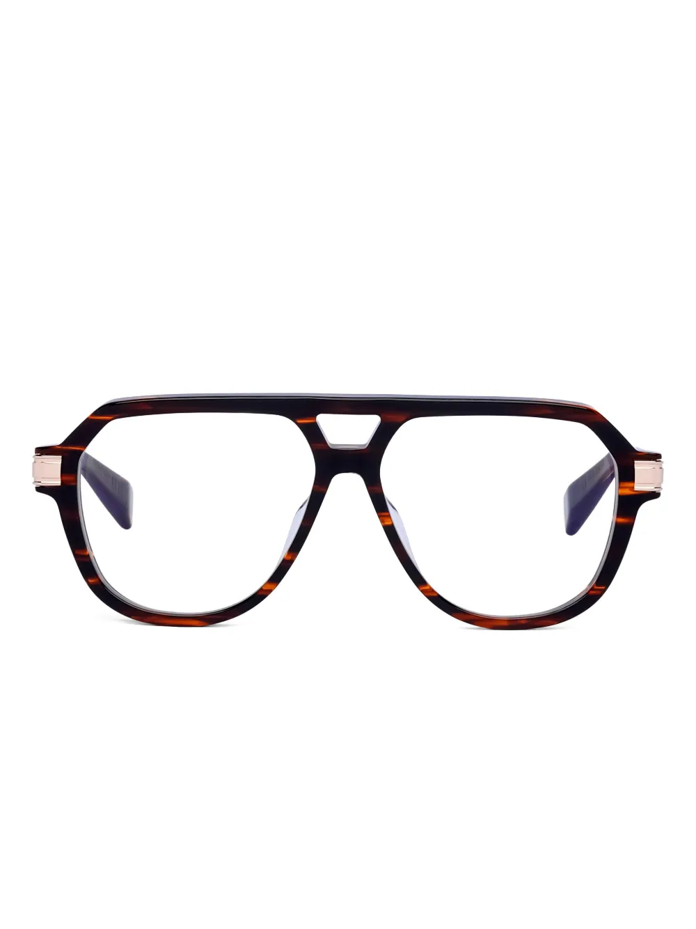 Balmain Eyewear pilot-frame glasses | Brown | Image 1