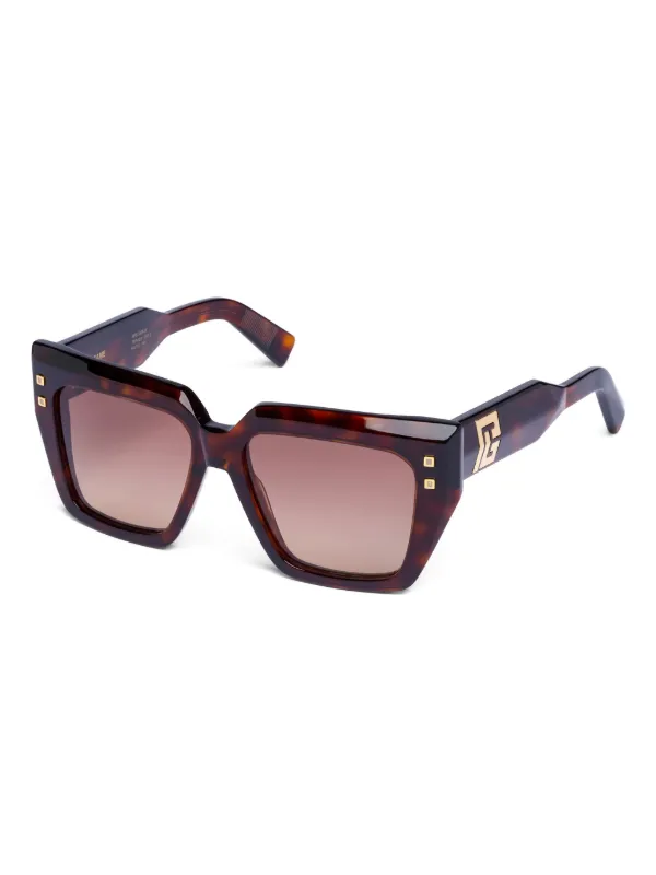 Balmain Eyewear Studded geometric-frame Sunglasses | Brown  display picture 2