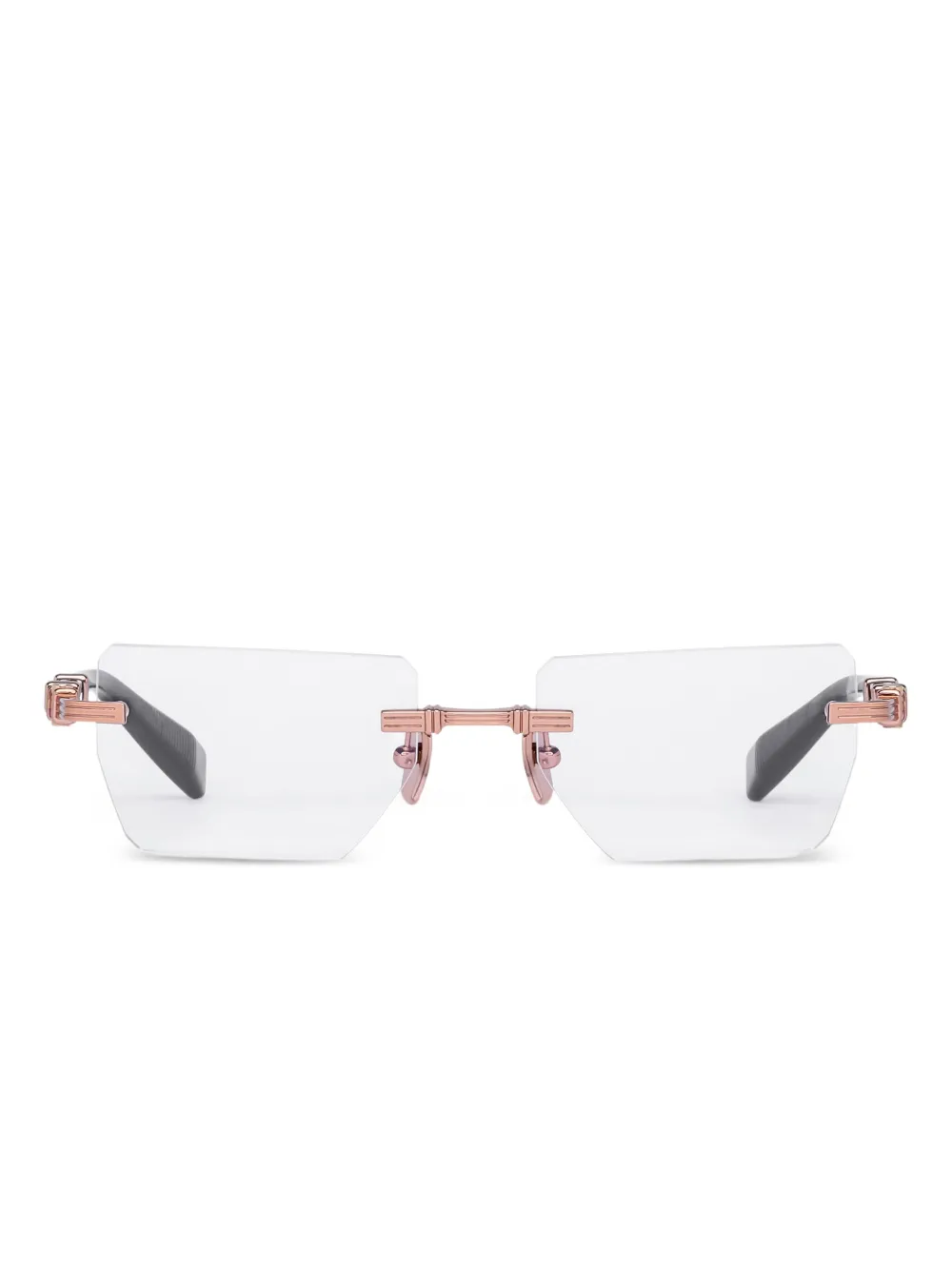 Balmain Eyewear rimless rectangle-frame glasses | Black | Image 1