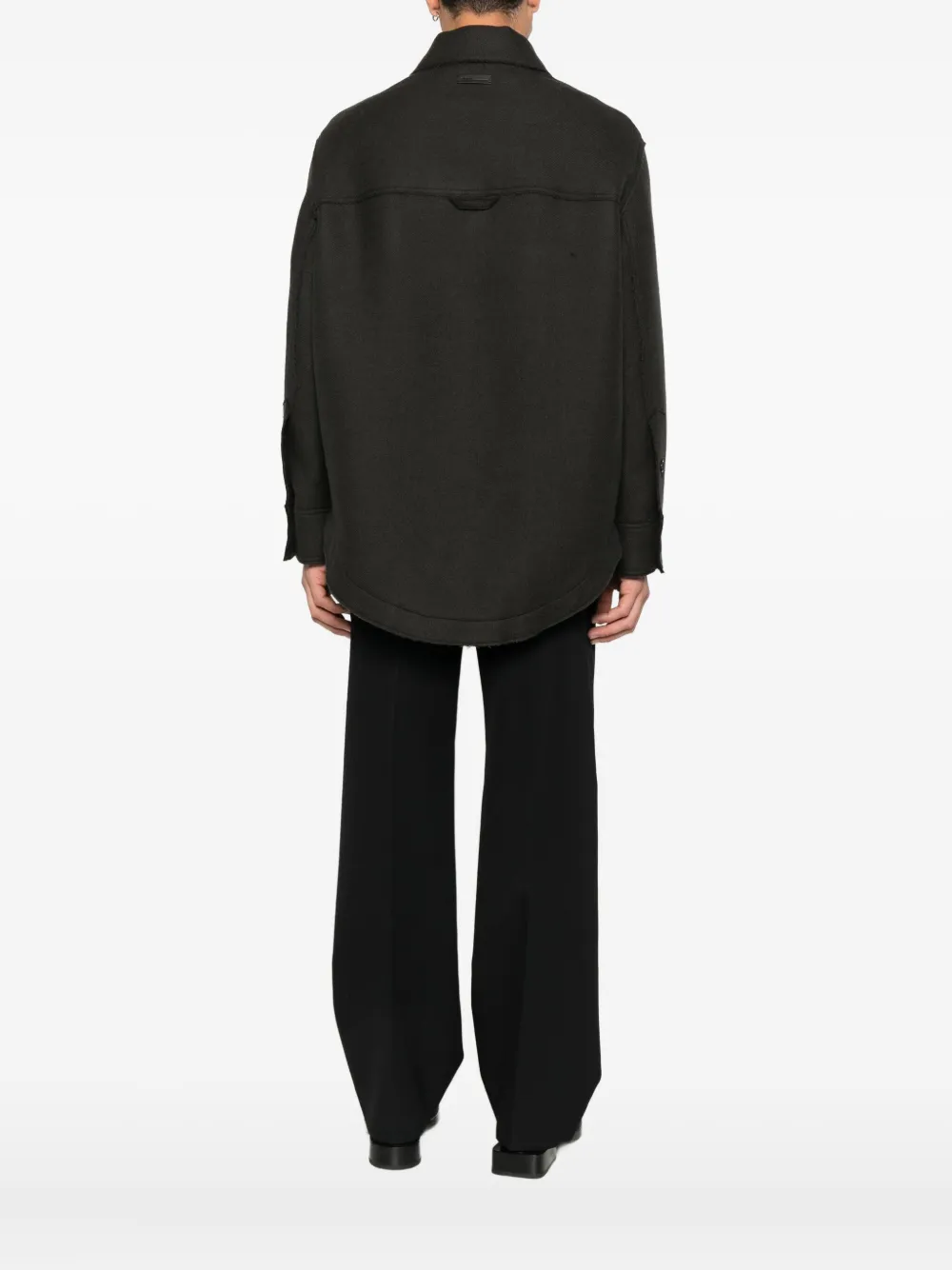 Ami Alexandre Mattiussi Ami Paris Anthracite Grey Wool Shirt With Pockets In Black