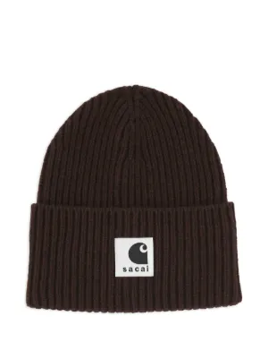 Sacai Carhartt Beanie 帽子 Sacai Carhartt WIP Rib Wool & Nylon Logo Beanie | Nordstrom