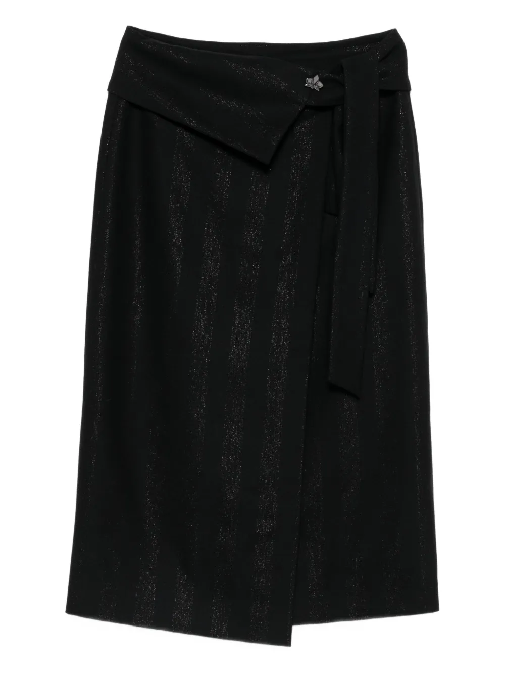 Genny Striped Midi Skirt In Black