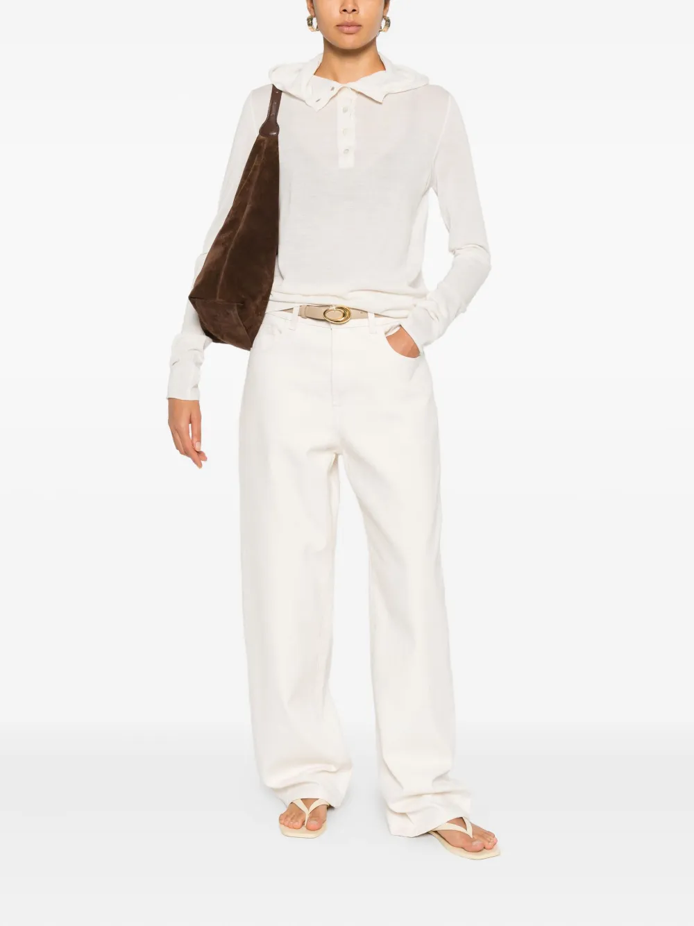 Pt Torino Buttoned Hooded Top In White