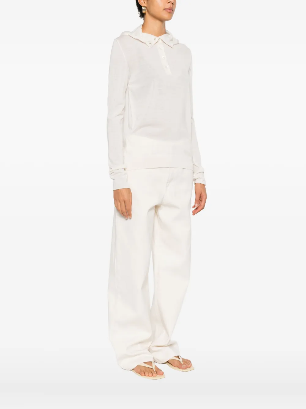 Pt Torino Buttoned Hooded Top In White
