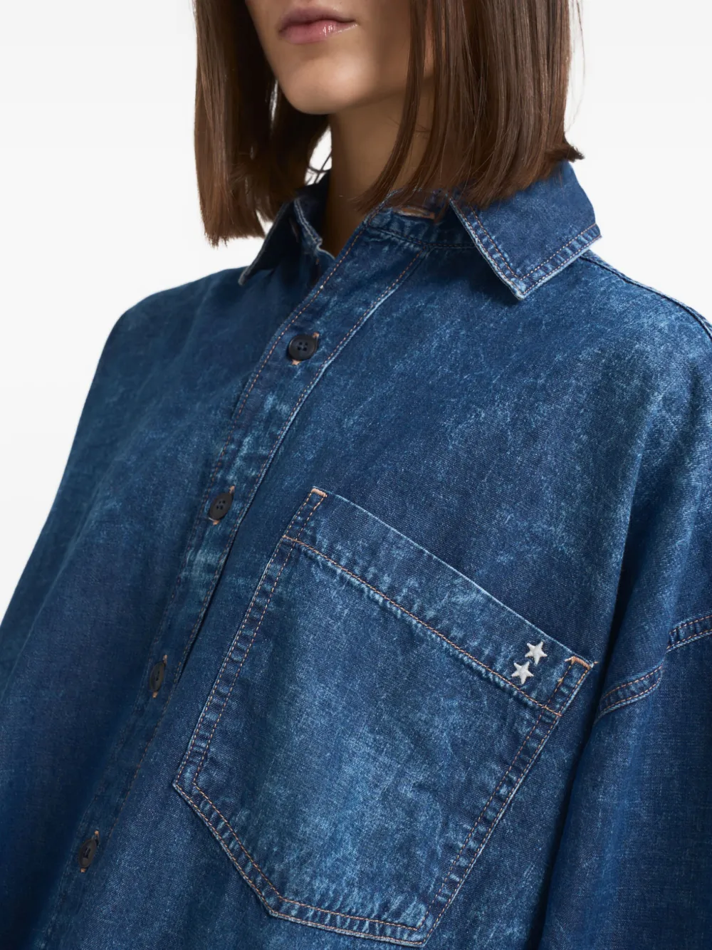 Icon Denim Rena Star-detail Shirt In Blue