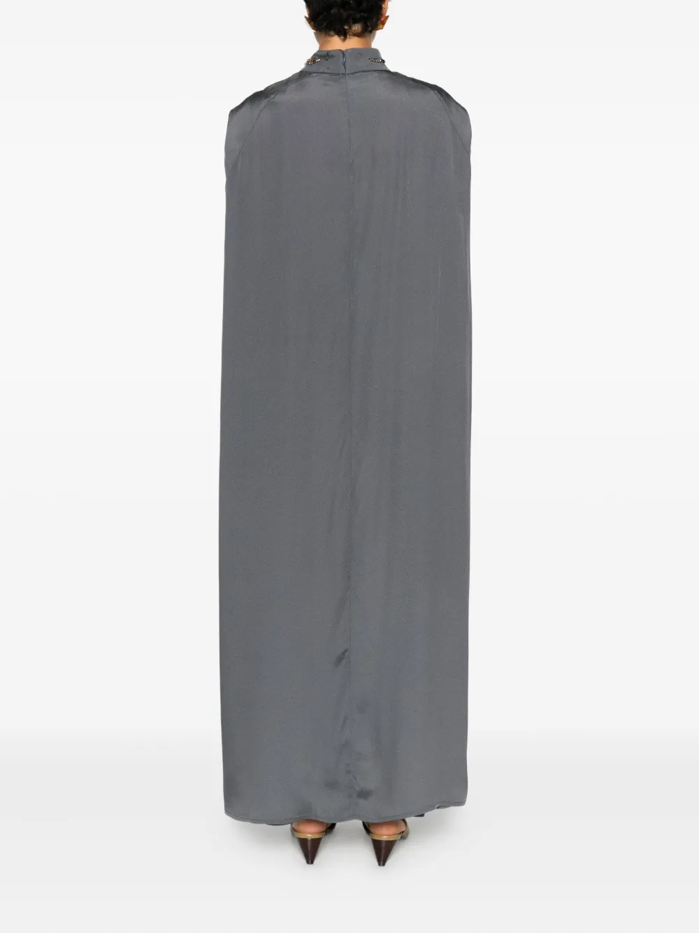 Fabiana Filippi Verfraaide jurk met hoge hals Grijs