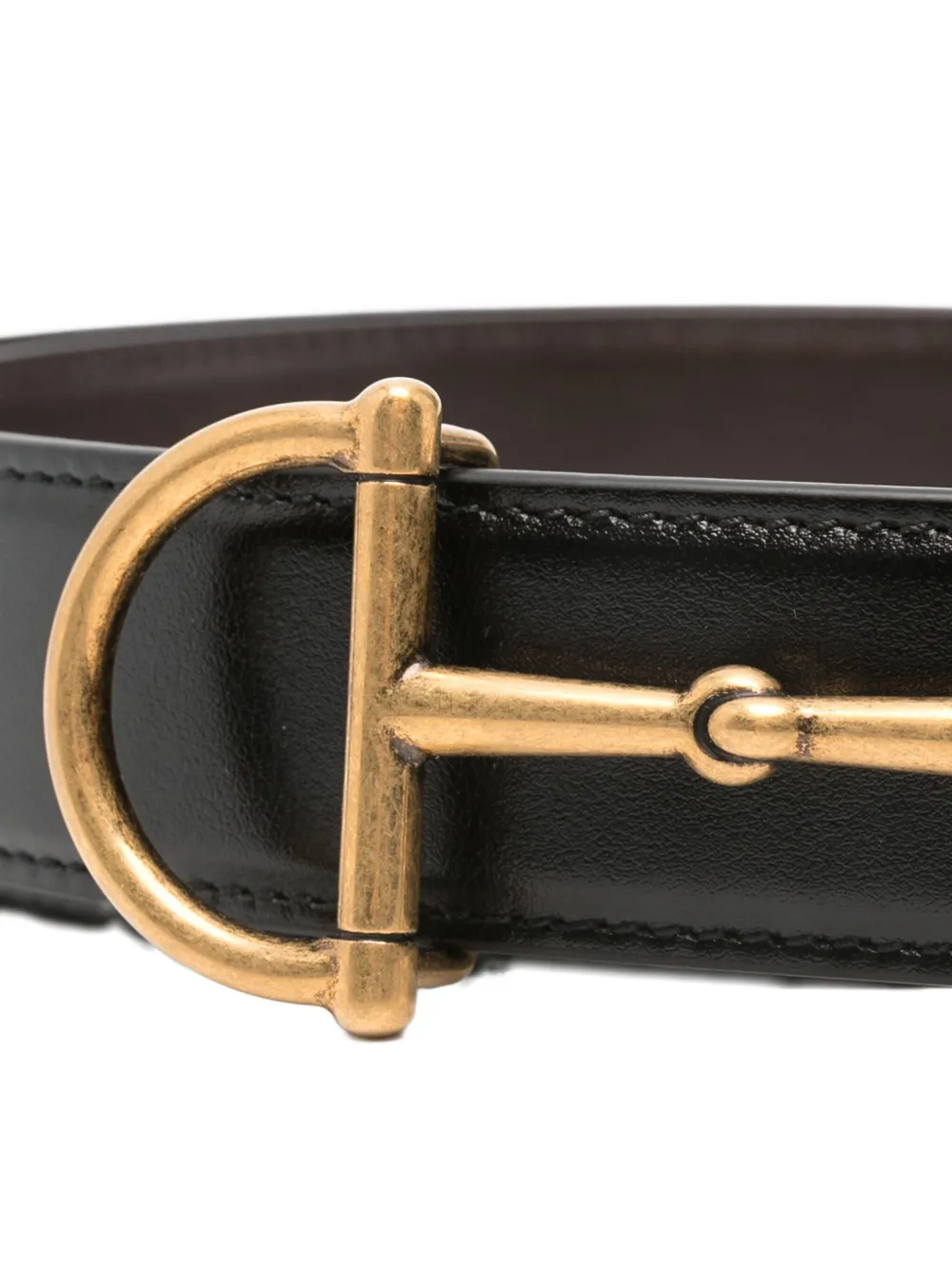 Gucci Men Black Reversible Belt With Horsebit On The Front In Leather Man In Black