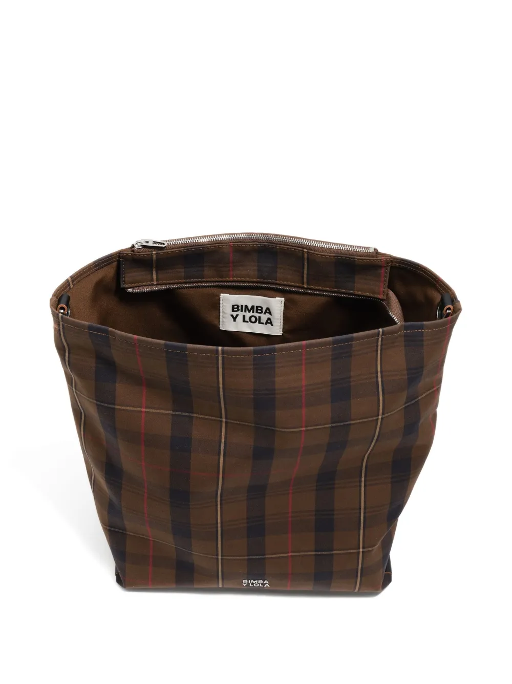 Bimba Y Lola Plaid Strap Cross Body Bag In Brown