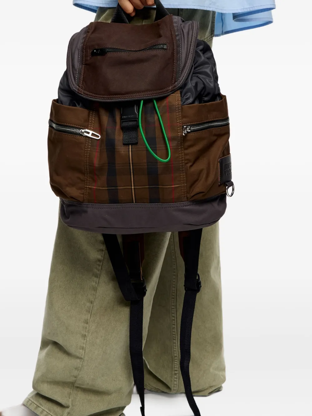 Bimba y Lola Geruite rugzak met rits - Bruin