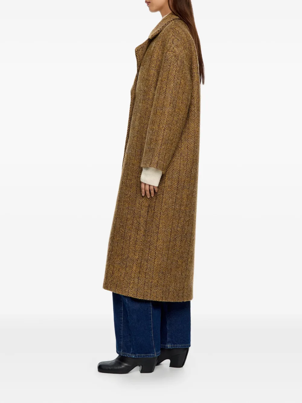 Bimba Y Lola Herringbone Coat In Brown