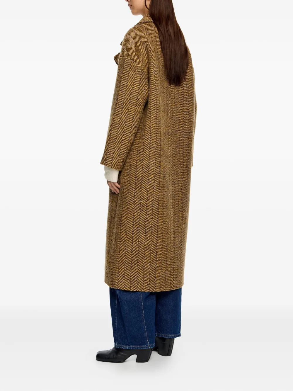 Bimba Y Lola Herringbone Coat In Brown
