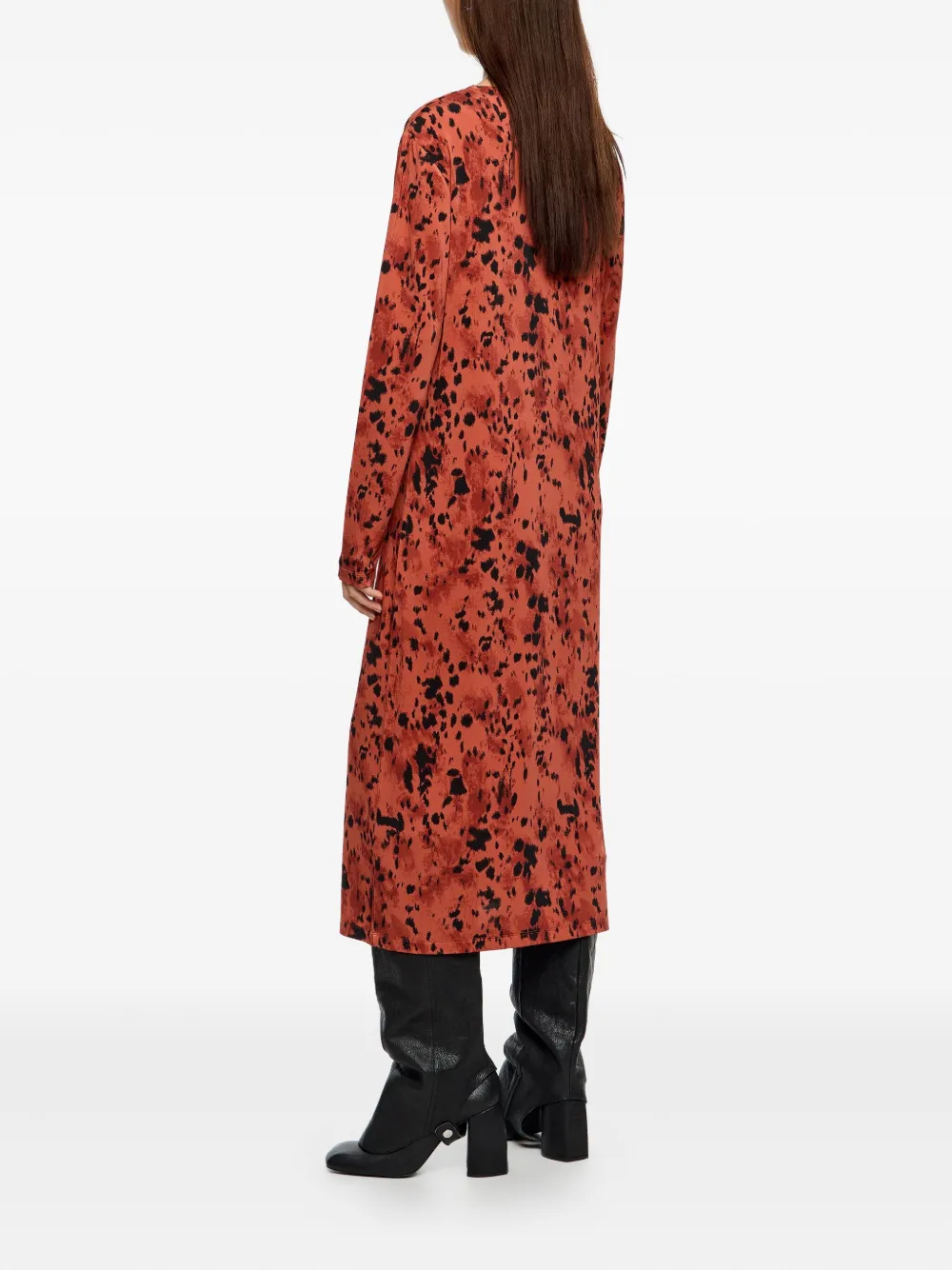 Bimba Y Lola Gathered Printed Midi Dress In Brown