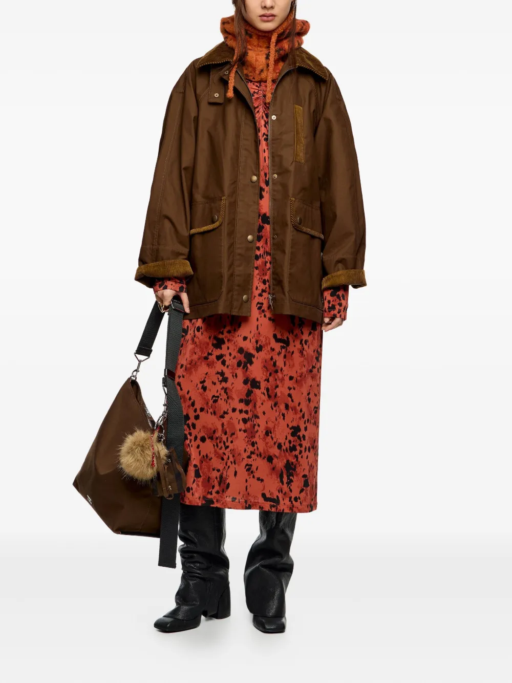 Bimba y Lola gathered printed midi dress - Oranje