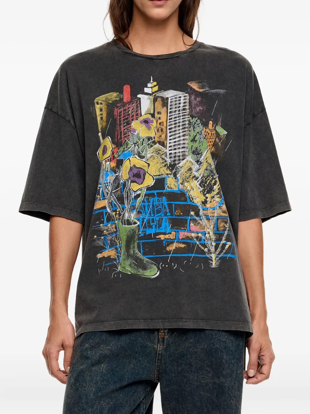 Bimba Y Lola Graphic-print T-shirt In Gray