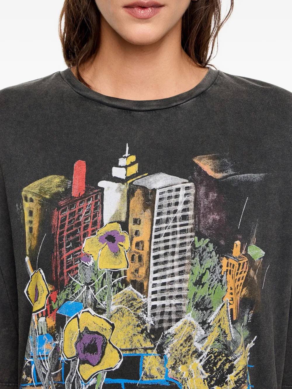 Bimba Y Lola Graphic-print T-shirt In Gray