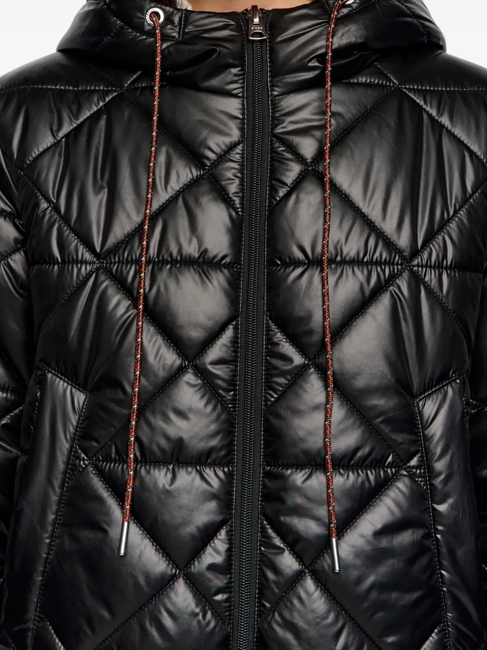 Bimba Y Lola Hooded Quilted Coat In Black