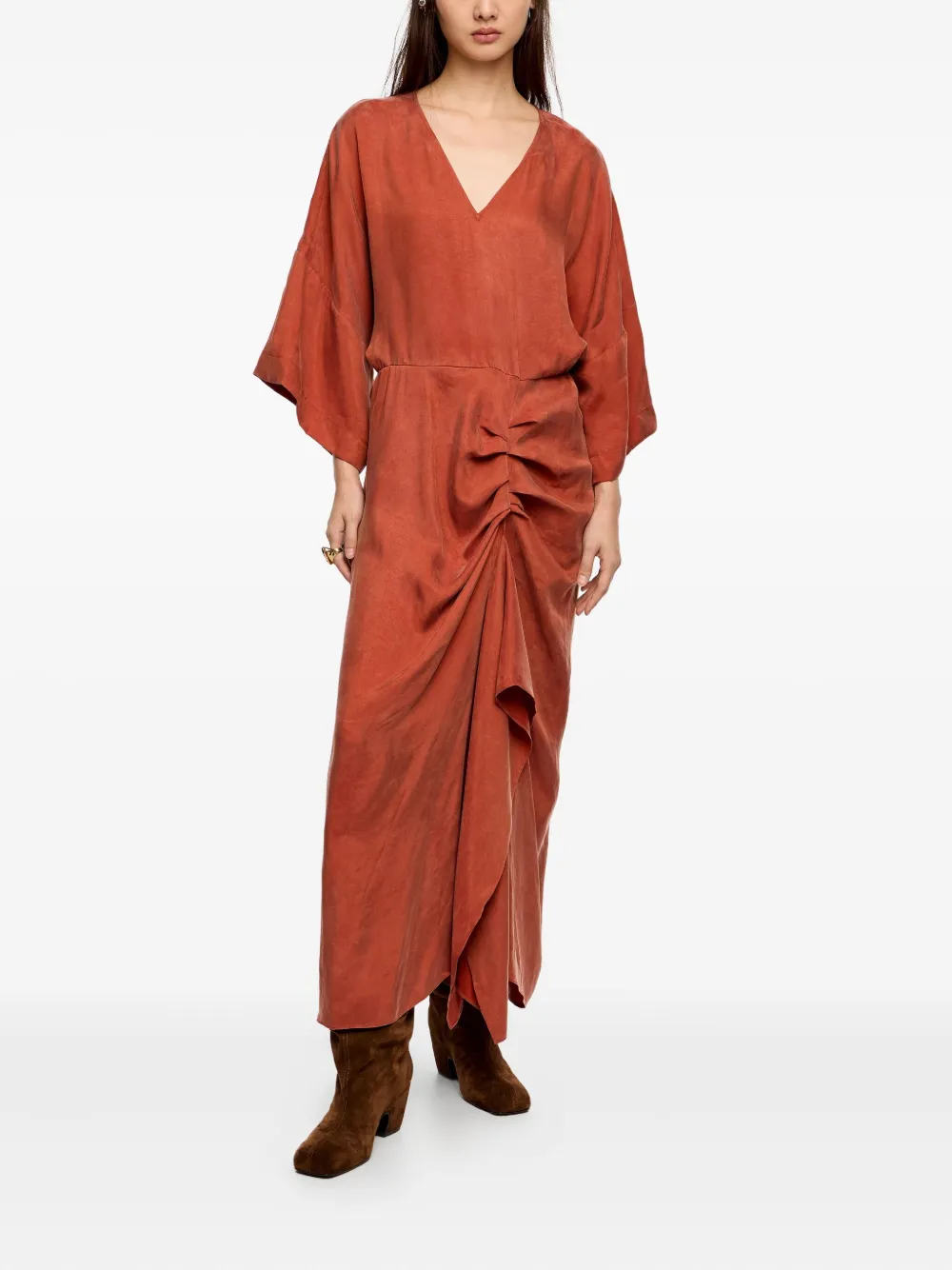 Bimba y Lola V-neck ruffled maxi dress - Oranje