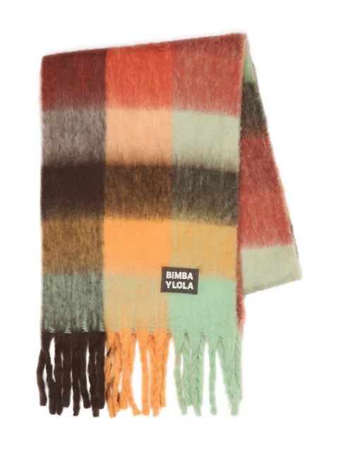 Bimba y Lola check fringed scarf