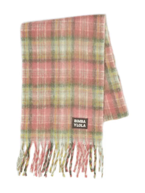 Bimba y Lola plaid fringed scarf