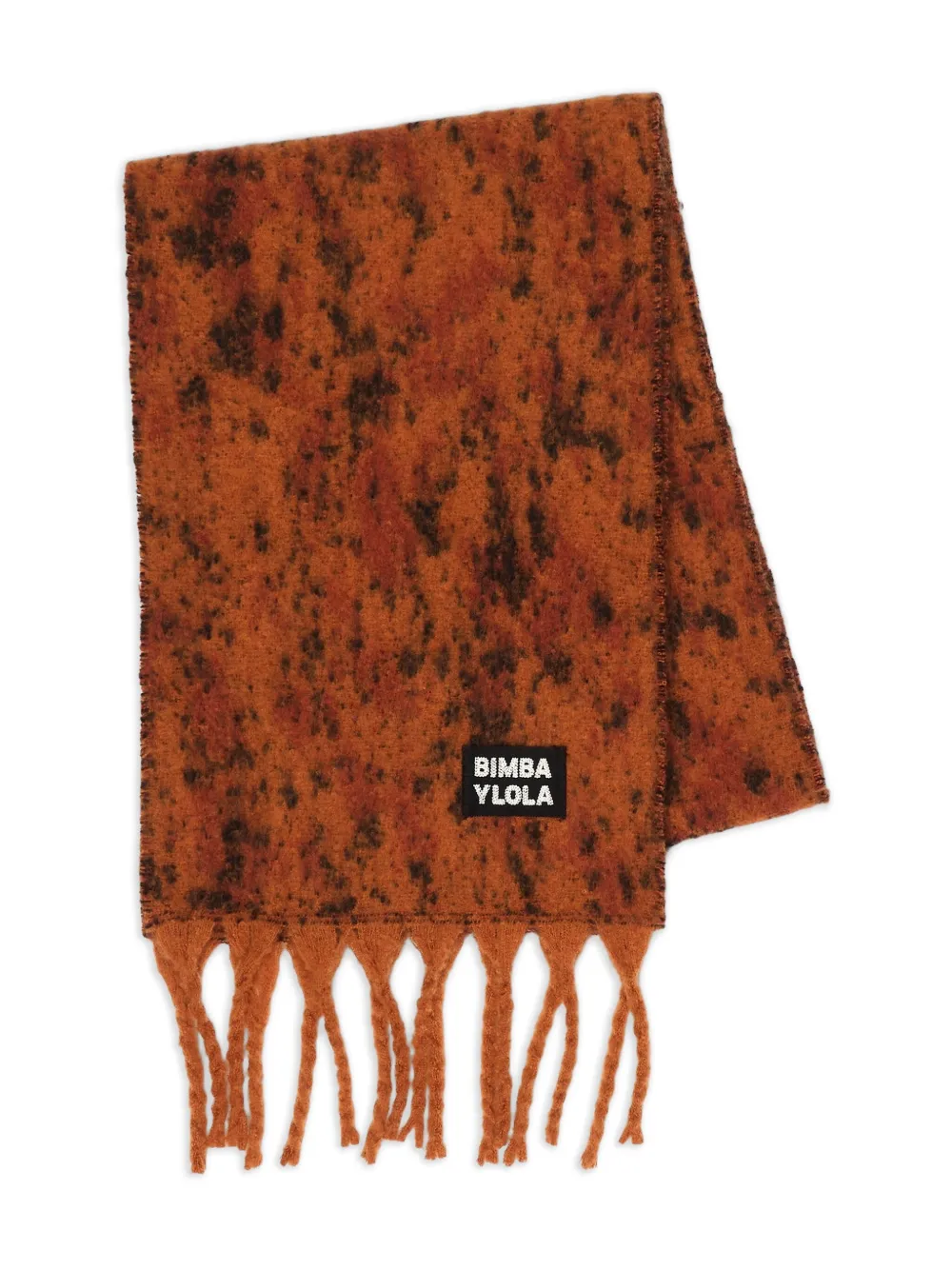Bimba y Lola fringed patterned scarf | Orange | Image 1