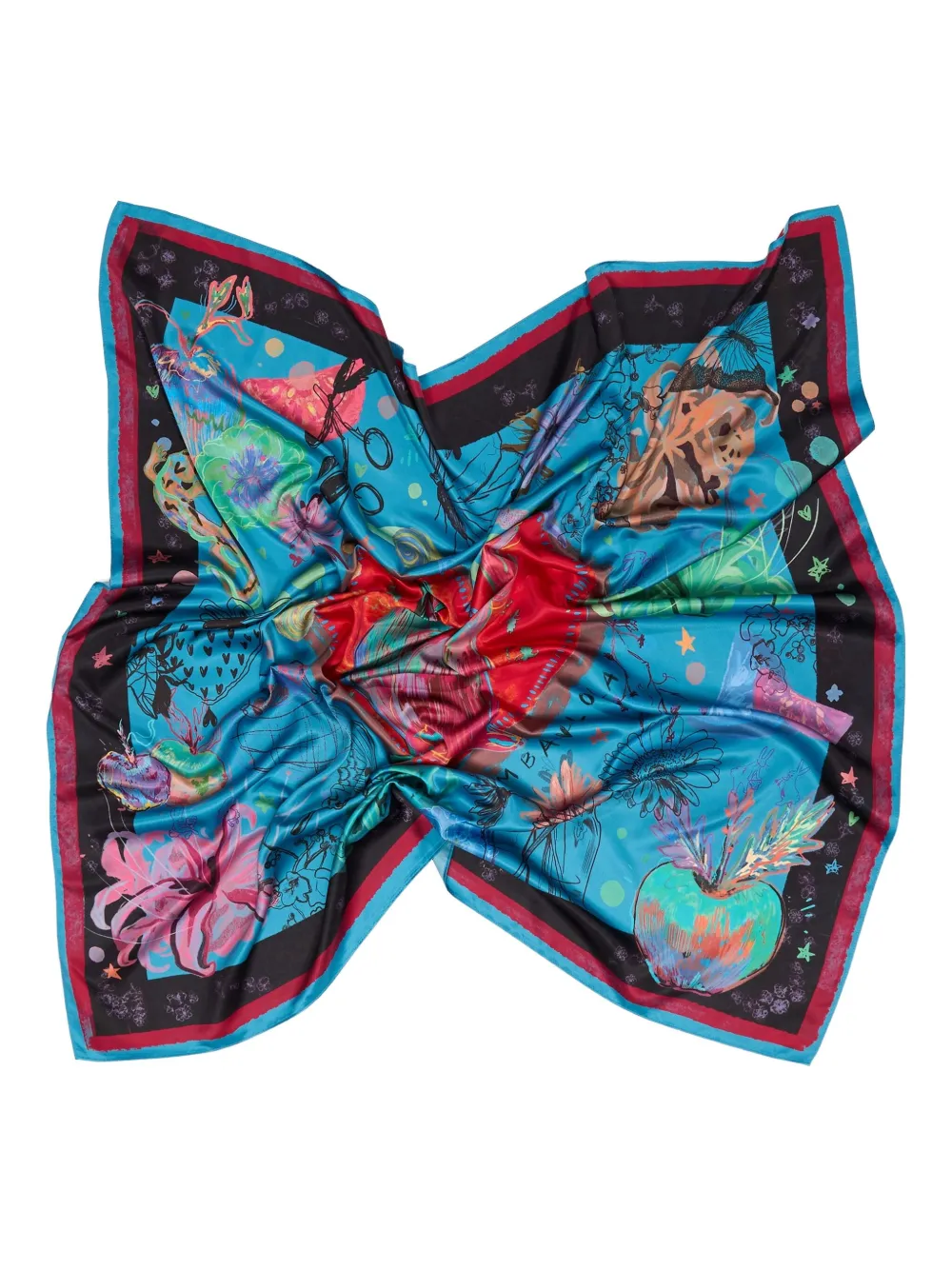 Bimba Y Lola Heart Print Scarf In Blue