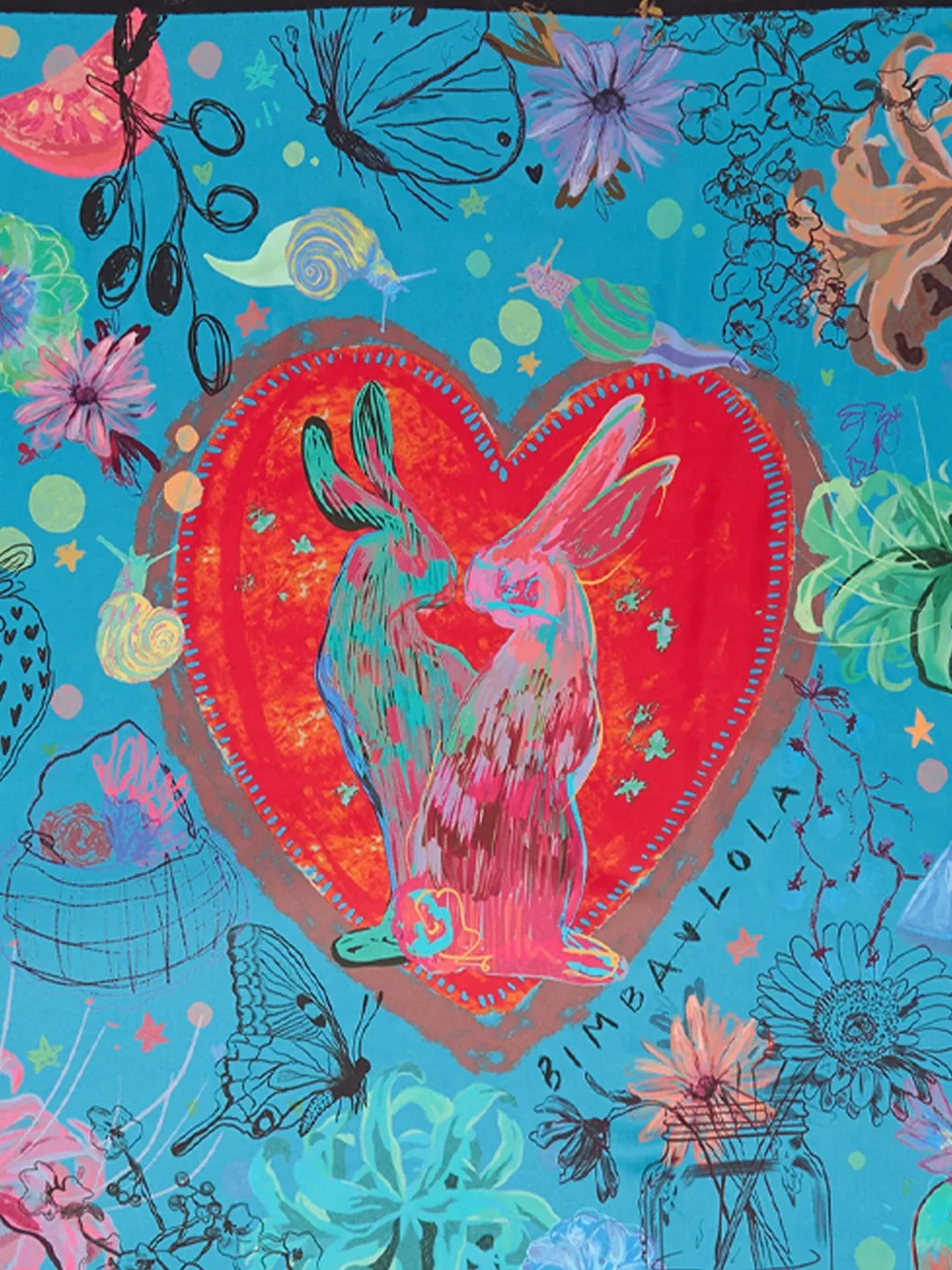 Bimba Y Lola Heart Print Scarf In Blue