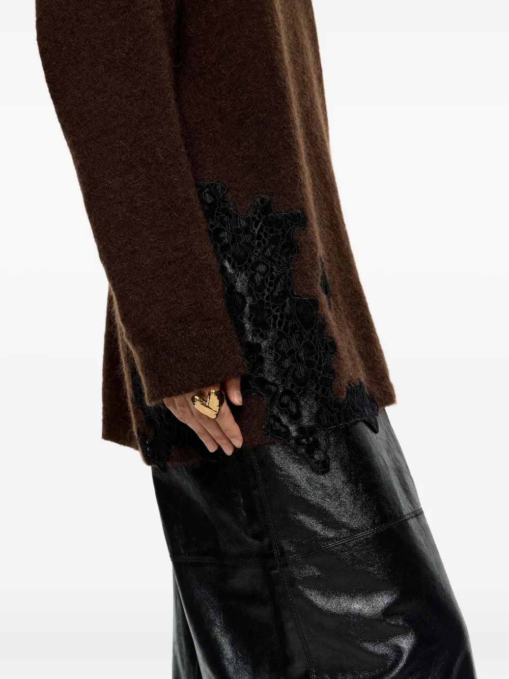 Bimba Y Lola Lace-panel Sweater In Burgundy