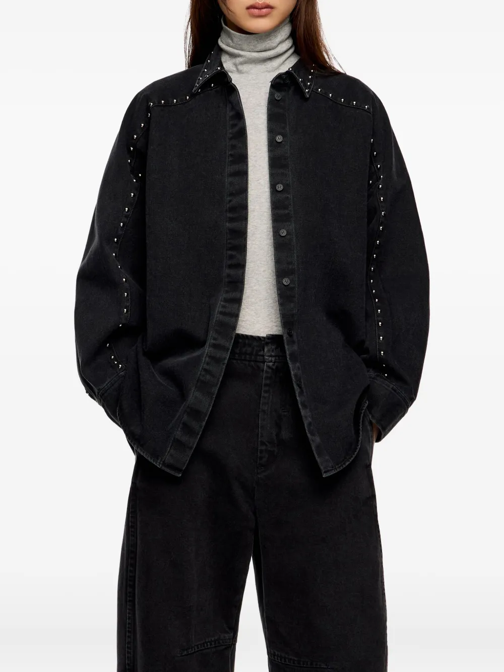 Bimba Y Lola Studded Shirt In Black