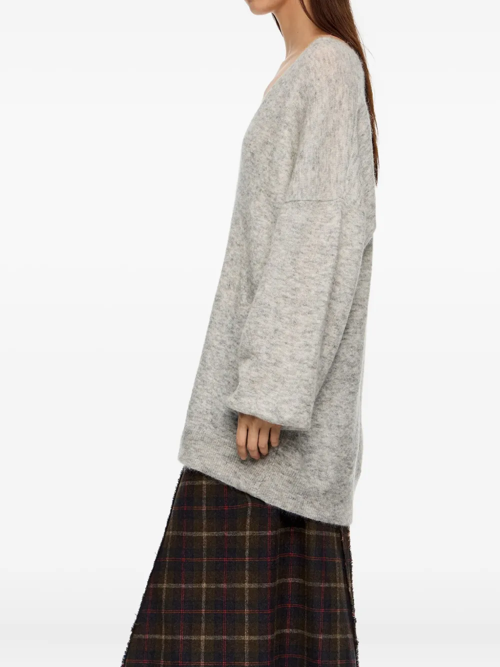 Bimba Y Lola Light Gray Mohair Sweater Satin Inner Top In Gray