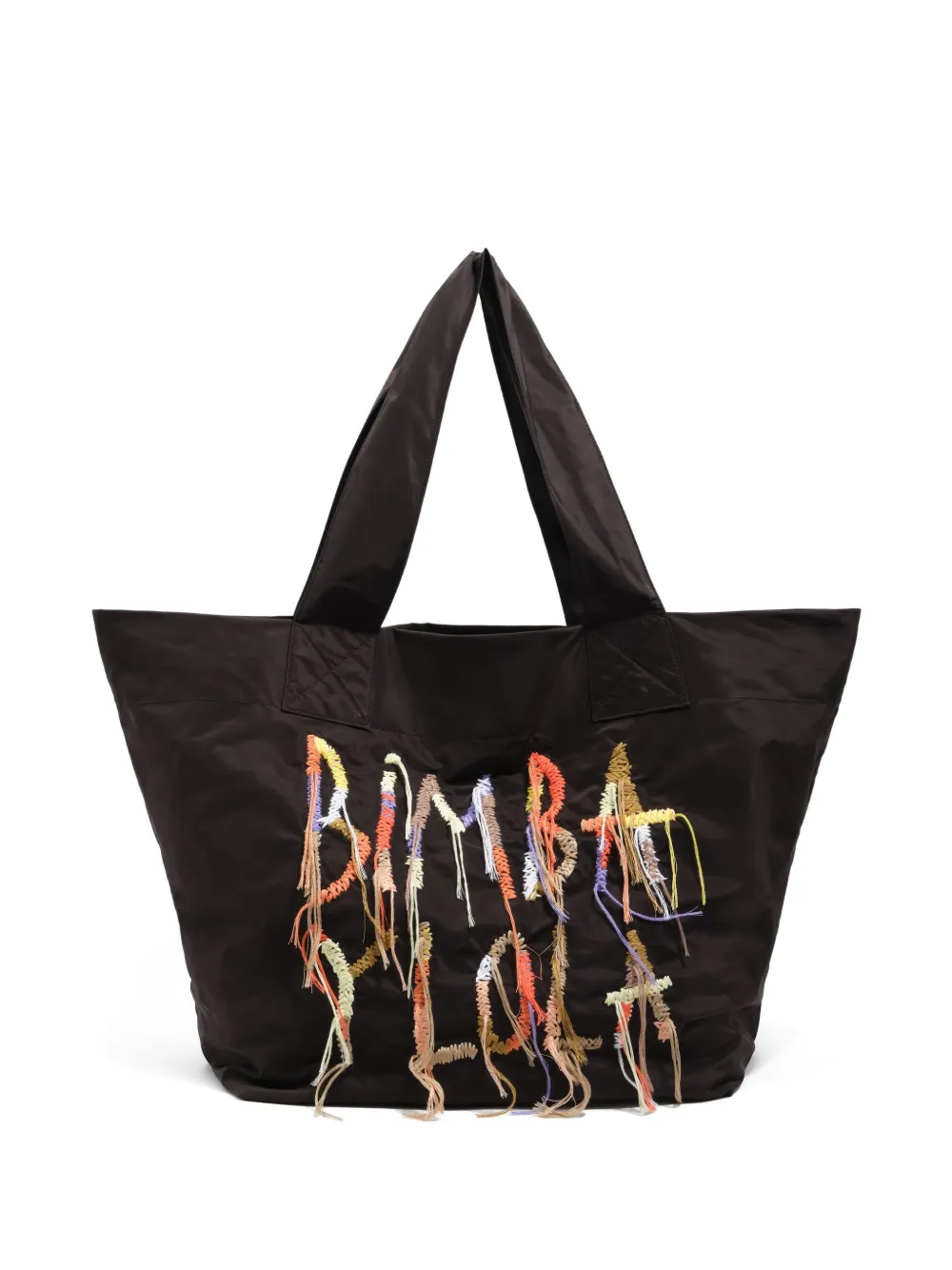 Bimba Y Lola Embroidered-logo Shoulder Bag In Black