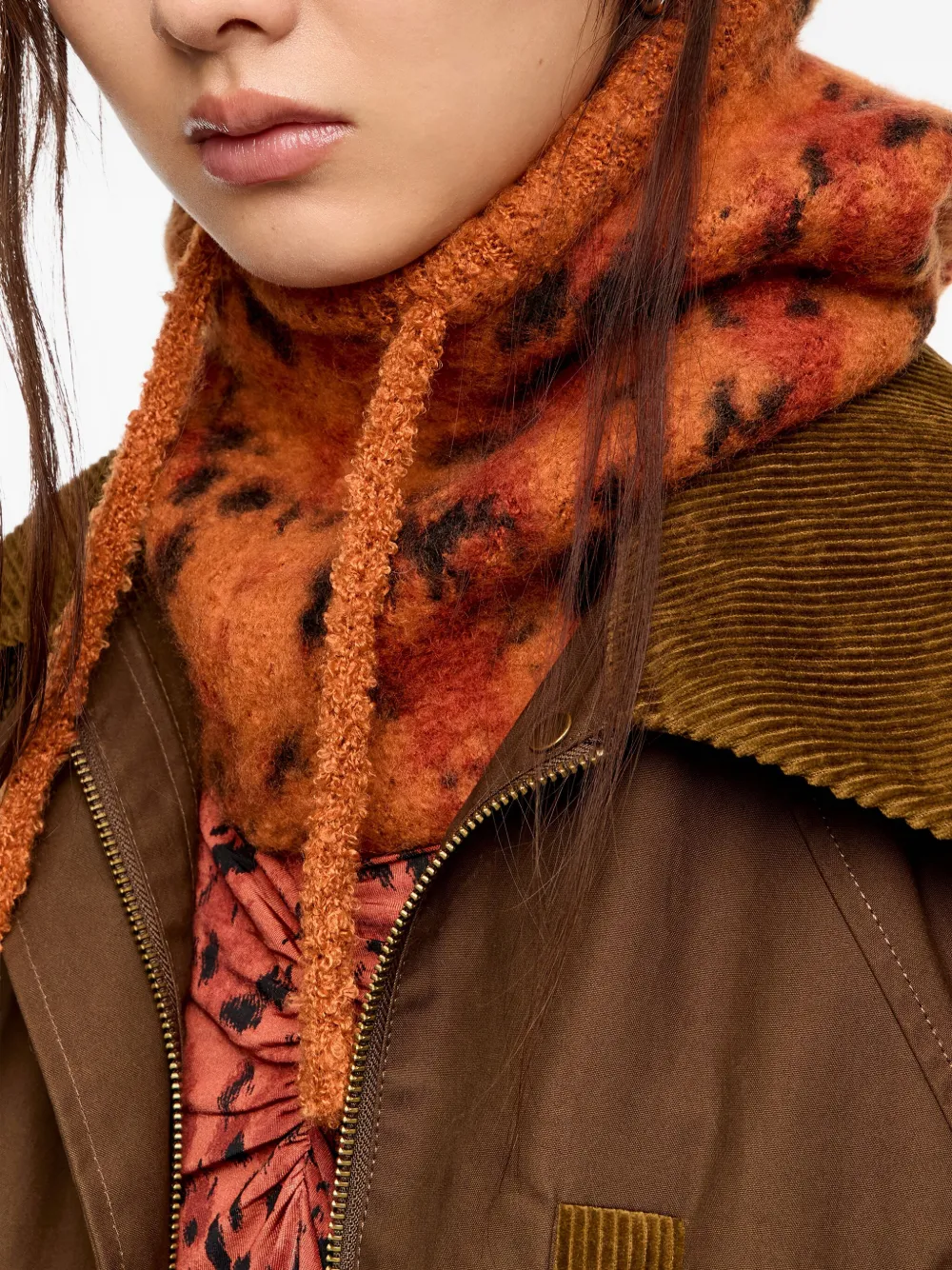Bimba Y Lola Carmine Lynx Knit Balaclava In Orange