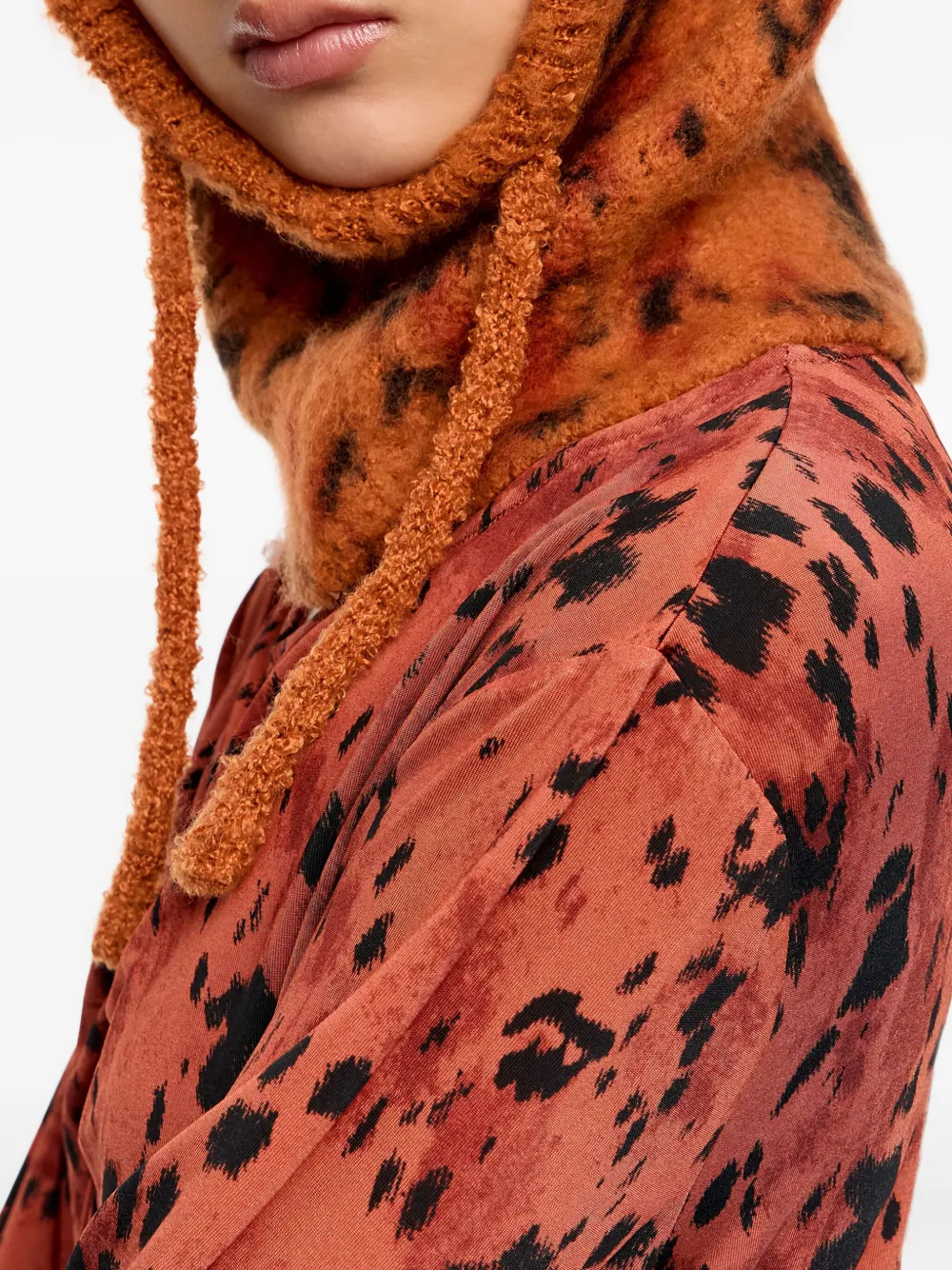 Bimba Y Lola Carmine Lynx Knit Balaclava In Orange
