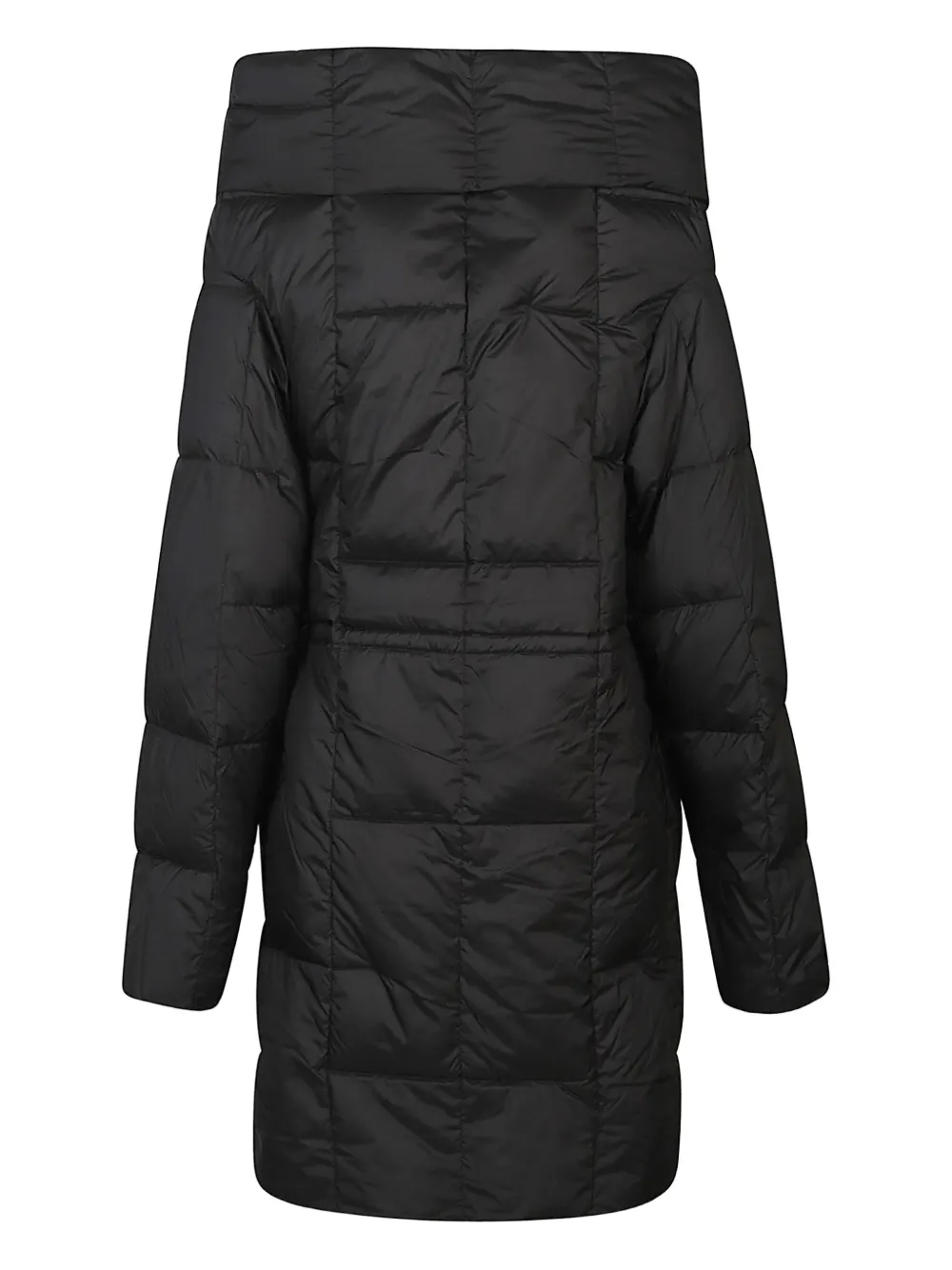 Add quilted wrap coat - Zwart