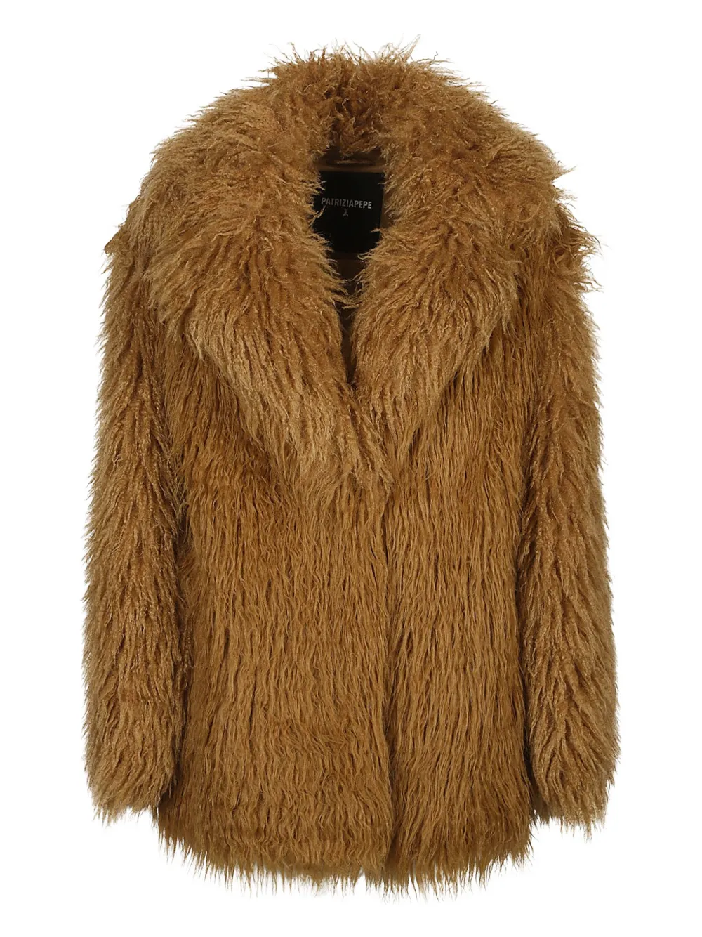 Patrizia Pepe Wide-lapel Coat In Brown