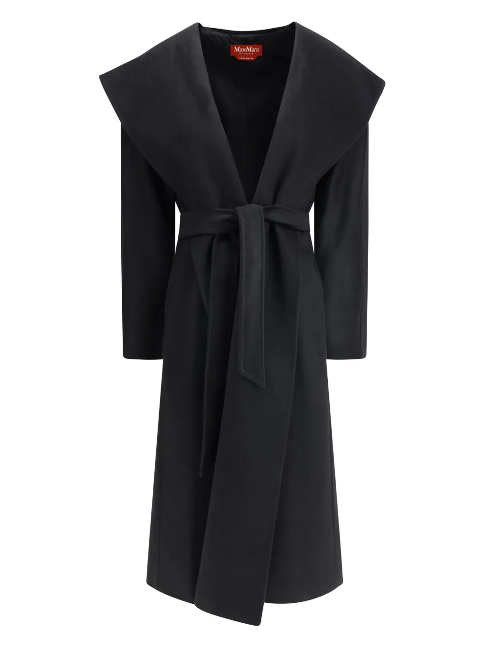 Max Mara abrigo con capucha y cinturón | negro | Image 1
