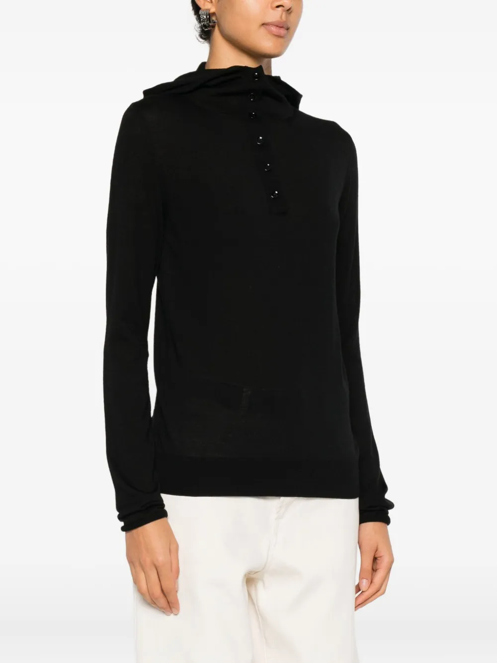 Pt Torino Buttoned Hooded Sweatshirt In Black